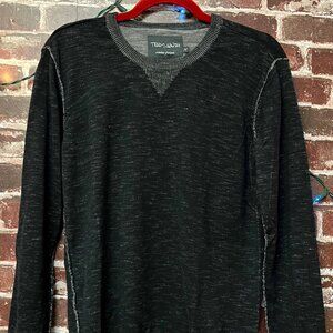 eddy Smith French Designer Gray/Black Marled 100% Cotton Sweater - Size Medium